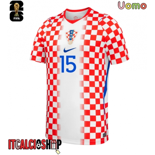 Croazia Mario Pasalic #15 Prima Maglia Mondiali 2026 Manica Corta